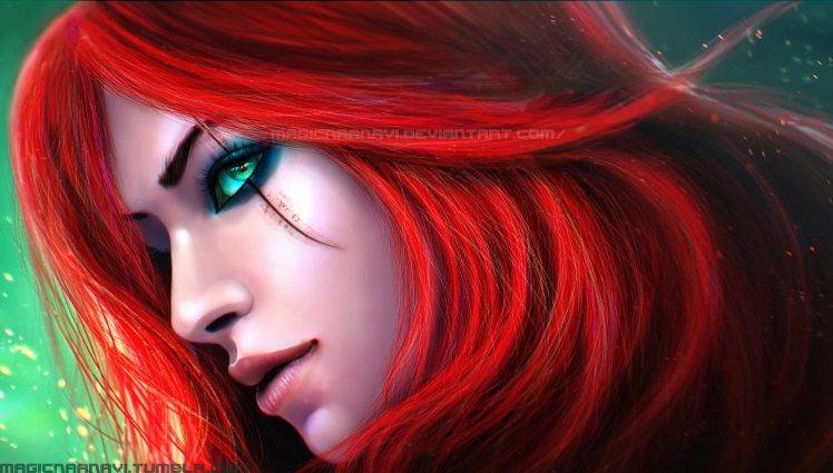 redhead, MagicnaAnavi, Green Eyes, Digital Art, Artwork, Katarina HD Wallpaper Desktop Background