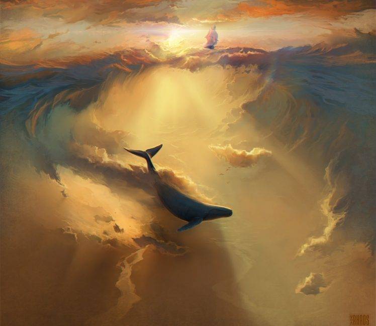 digital Art, Drawing, Sky, Flying, Ship HD Wallpaper Desktop Background