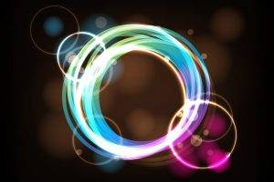abstract, Shapes, Circle, Brown Background, Colorful
