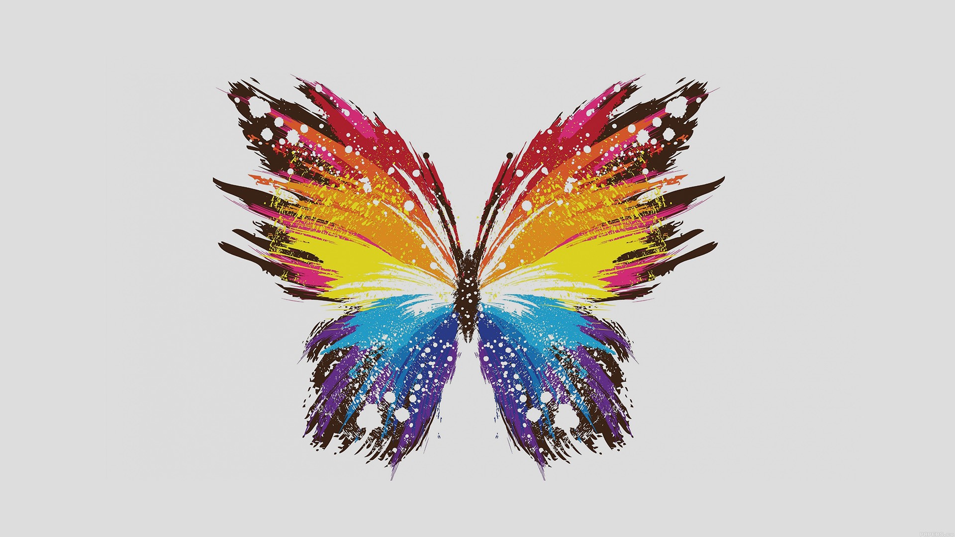digital Art, Simple Background, Minimalism, Butterfly, Simple, Paint Splatter, Wings, Colorful, White Background Wallpaper