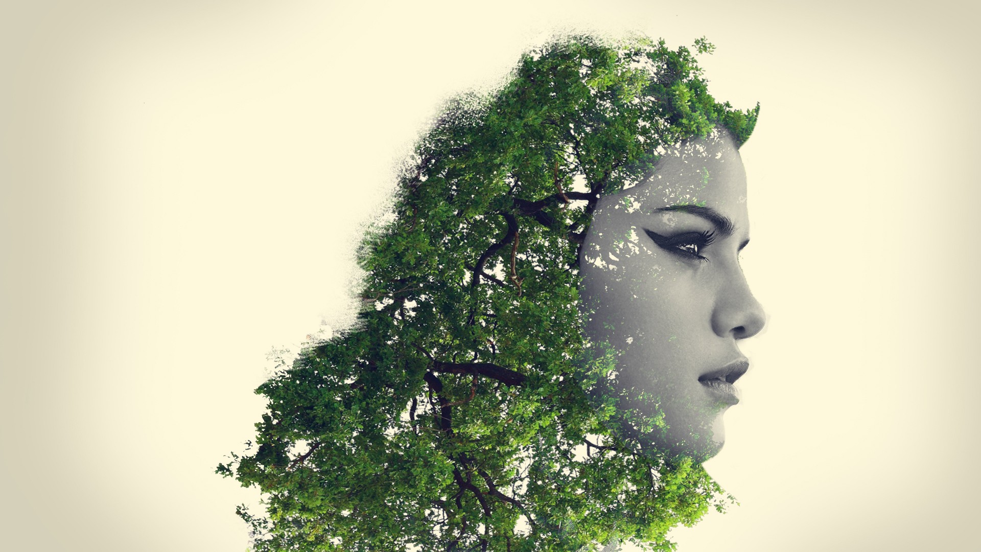 einorasv, Face, Digital Art, Trees, Photoshop Wallpaper