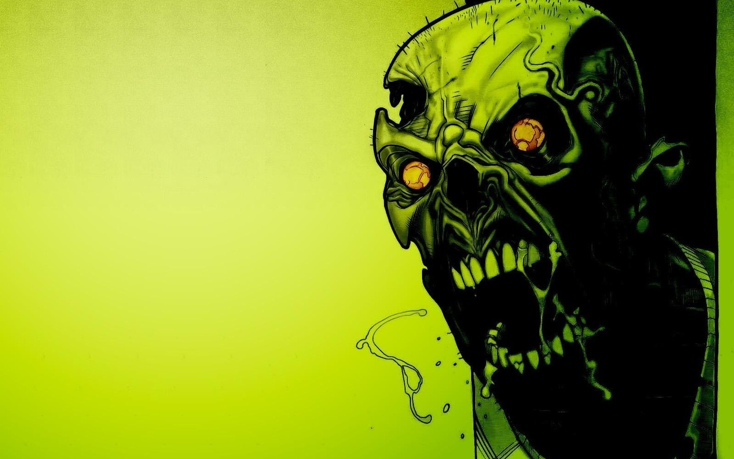 creepy, Screaming, Teeth, Digital Art, Simple Background, Skull, Zombies, Green Wallpaper