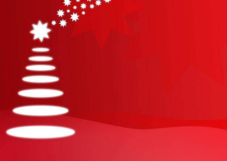 abstract, Christmas Tree, Trees, Red, Stars, Illustration, Decorations, Digital Art, Drawing HD Wallpaper Desktop Background