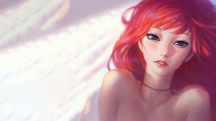 redhead, Blue Eyes, Digital Art, Anime Girls HD Wallpaper Desktop Background