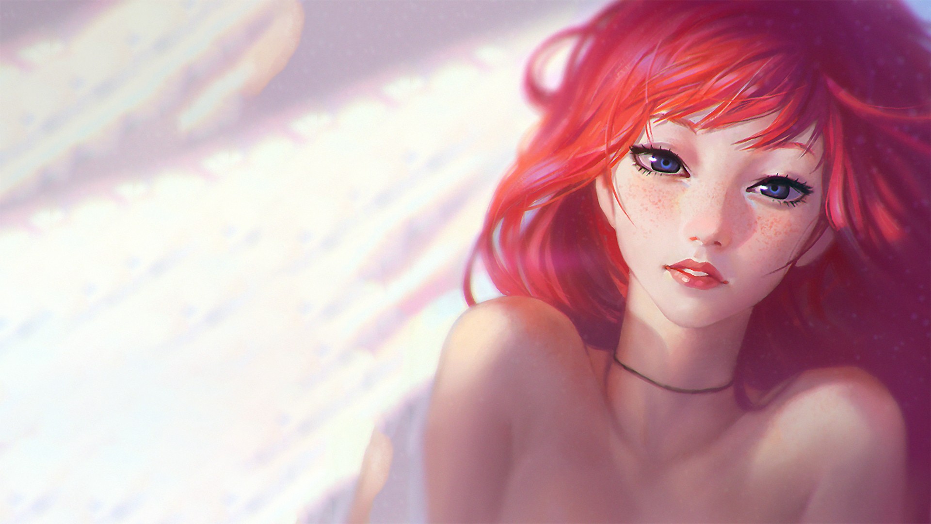 redhead, Blue Eyes, Digital Art, Anime Girls Wallpaper