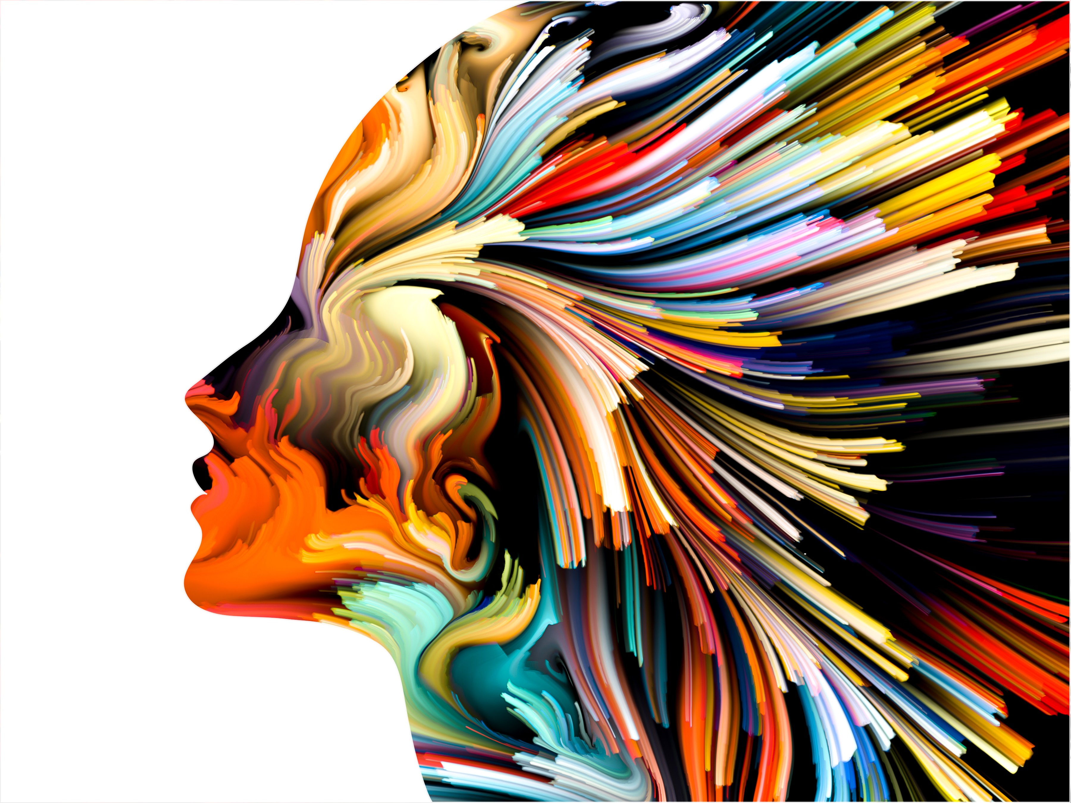 women, Profile, White Background, Abstract, Artwork, Colorful Wallpaper
