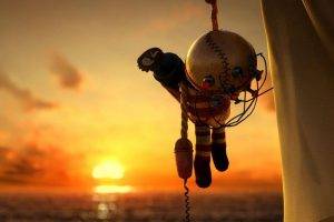 abstract, Toy, Baseball, Sunset, Sea, Unravel