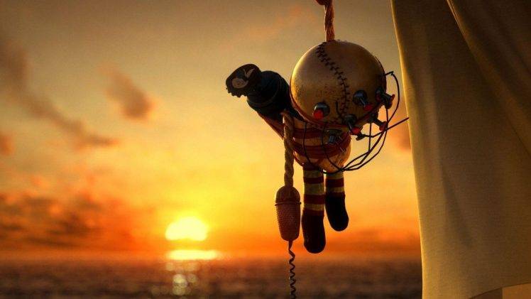 abstract, Toy, Baseball, Sunset, Sea, Unravel HD Wallpaper Desktop Background