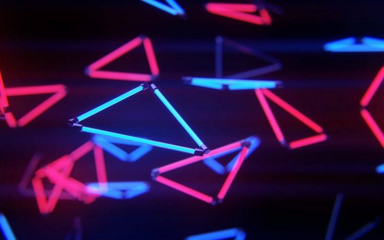 neon, Abstract, Digital Art, 3D, Lights, Triangle HD Wallpaper Desktop Background