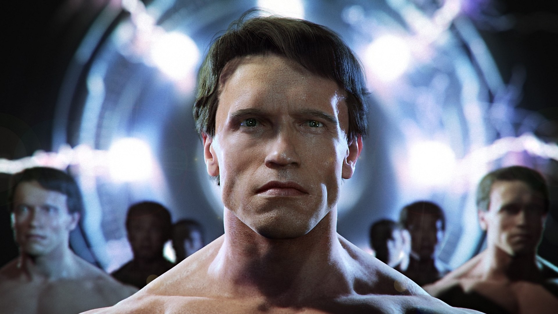 Arnold Schwarzenegger, Face, Digital Art, Terminator, CGI, 3D, Robot, Fan Art, Realistic, Endoskeleton Wallpaper