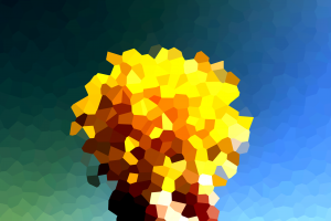 green, Yellow, Blue, Flowers, Low Poly, Abstract