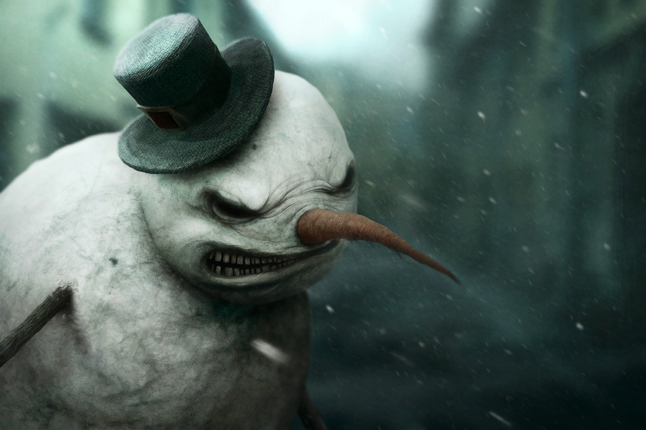 snowman, Creepy, Snowmen, Snow, Winter, Digital Art Wallpaper