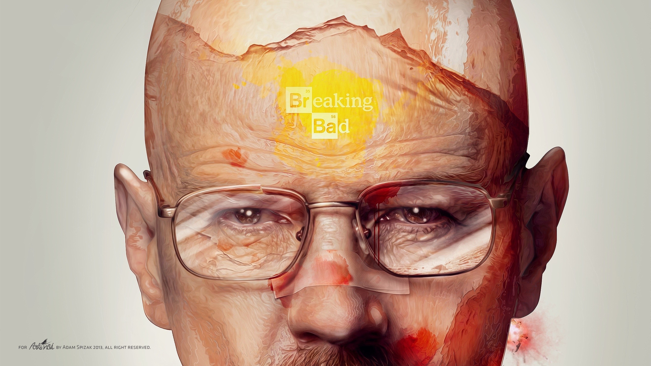 Breaking Bad, Walter White, Artwork, Glasses, Face, Adam Spizak Wallpaper