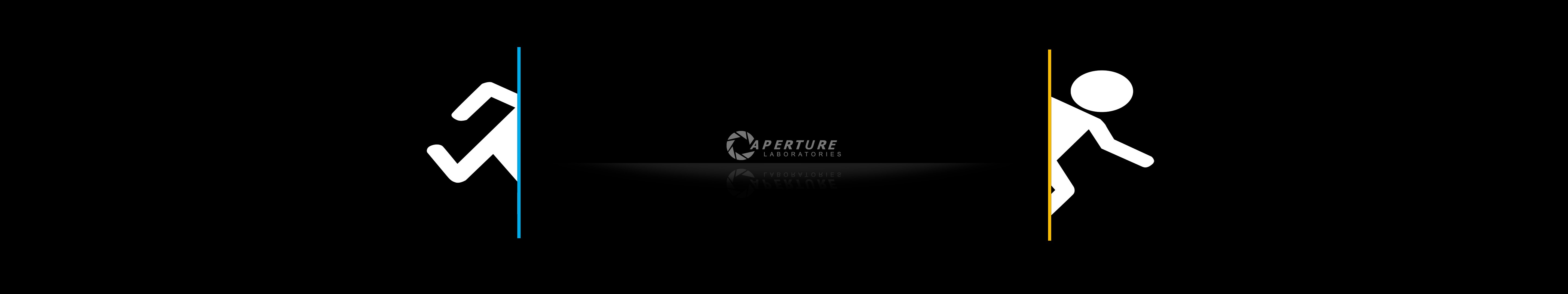 Portal, Portal 2, Aperture Laboratories, Triple Screen Wallpaper