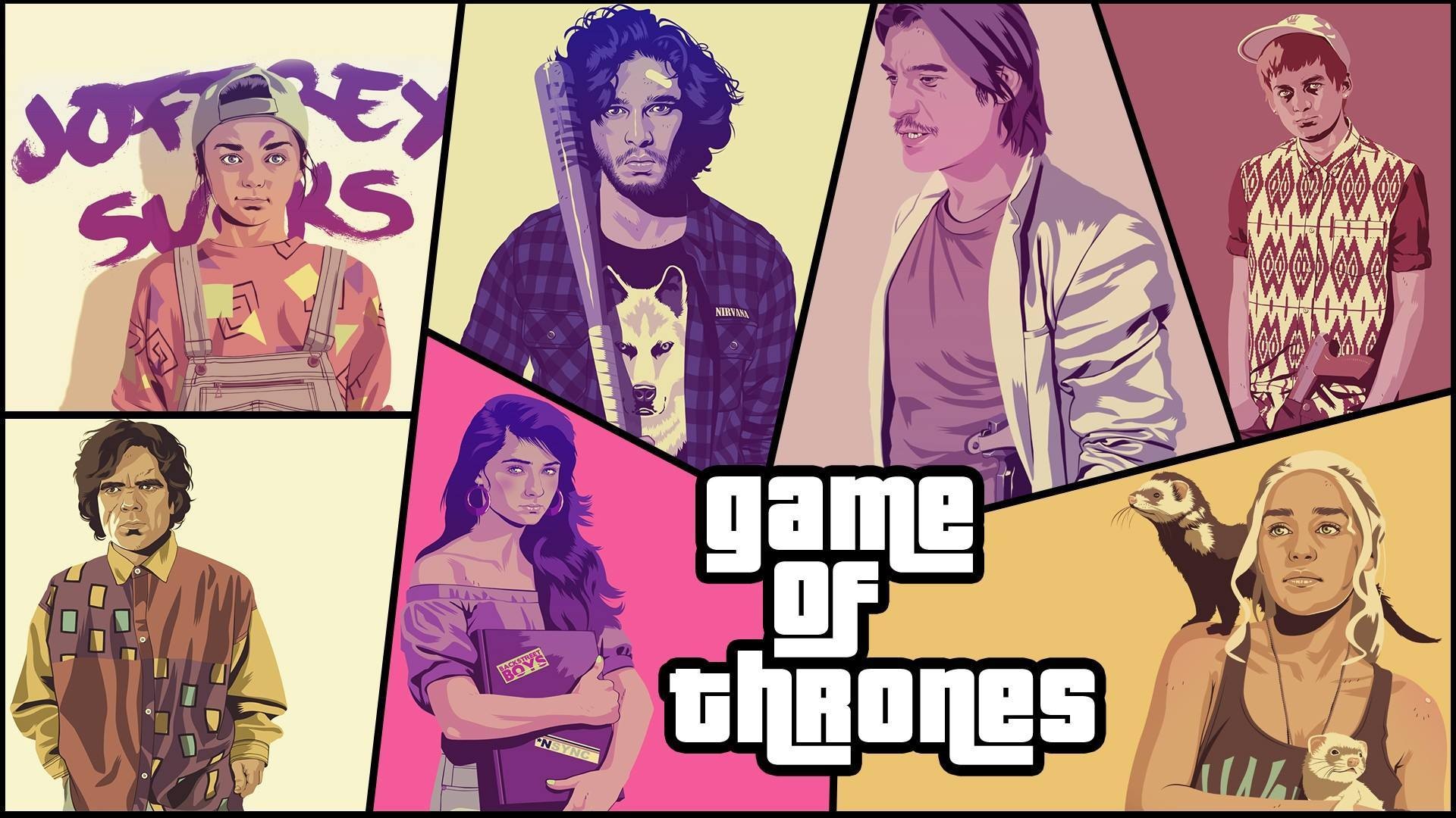 Game Of Thrones, Grand Theft Auto V, Grand Theft Auto, Daenerys Targaryen, Jon Snow, Joffrey Baratheon, Tyrion Lannister, Parody Wallpaper