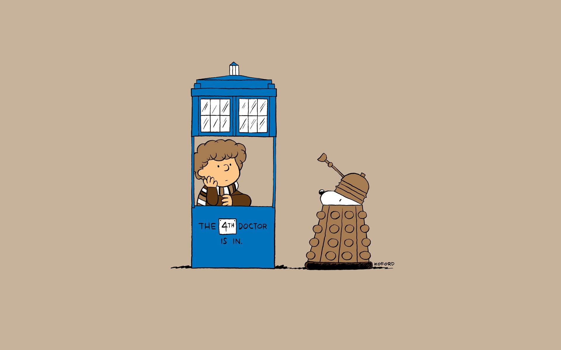 science Fiction, Doctor Who, TARDIS, Peanuts (comic), Crossover Wallpaper
