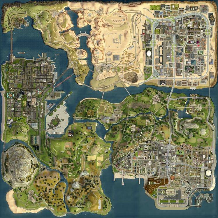 Grand Theft Auto, Map HD Wallpaper Desktop Background