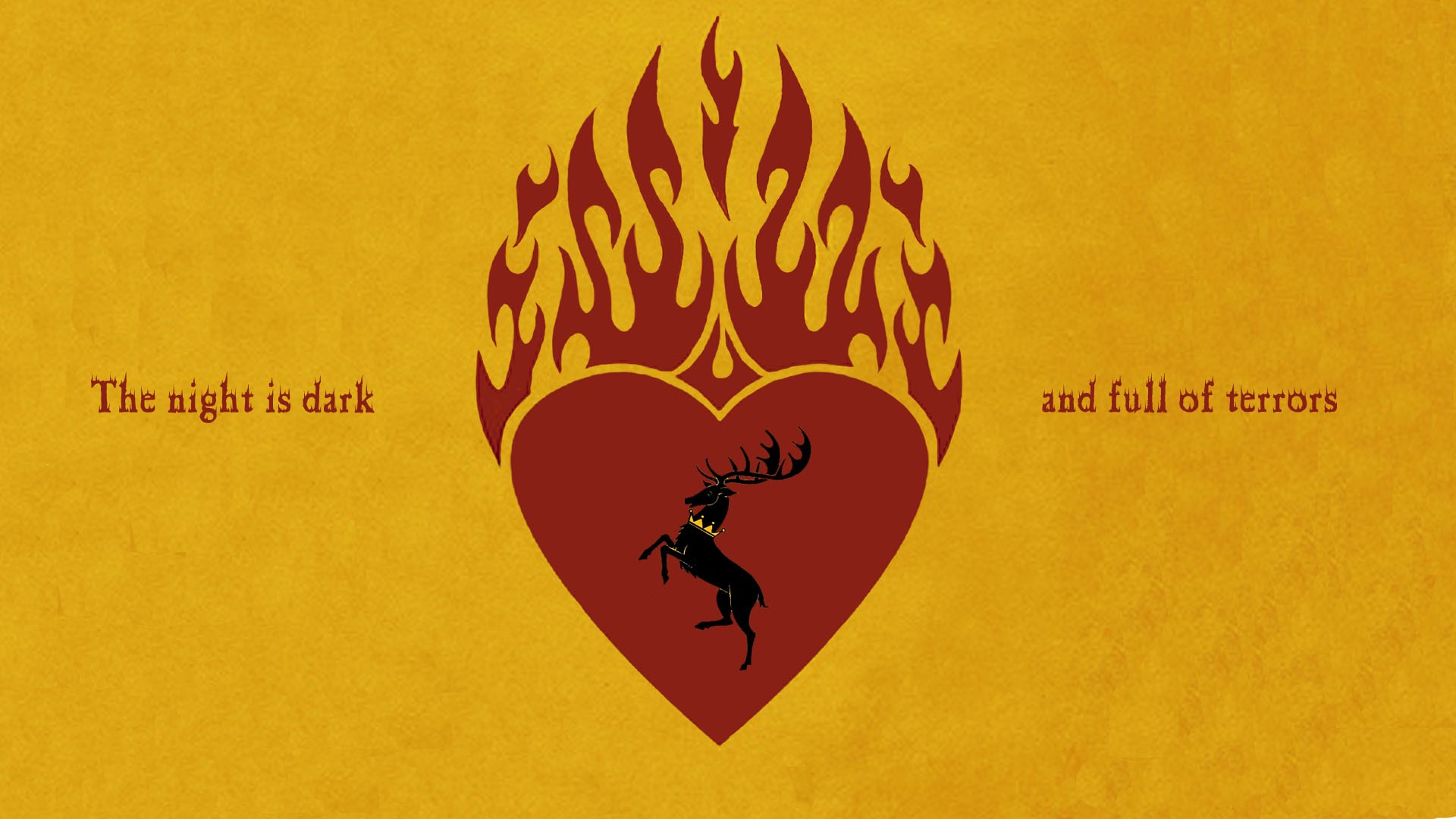 Game Of Thrones, Stannis Baratheon, Stags, House Baratheon, Yellow Background, Hearts Wallpaper