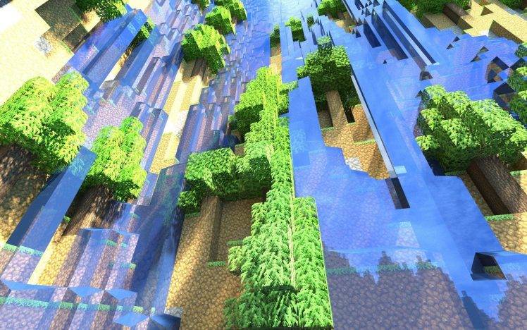 Minecraft, Render, Screenshots, Waterfall HD Wallpaper Desktop Background