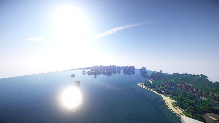 Minecraft, Lava, Water, Sun, Sea HD Wallpaper Desktop Background