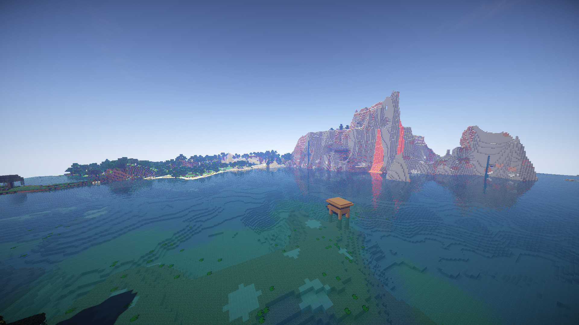Minecraft, Lava, Water, Sun, Sea Wallpaper
