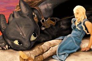 Daenerys Targaryen, Game Of Thrones, How To Train Your Dragon, Fan Art, Toothless