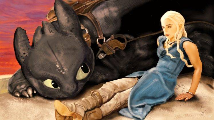 Daenerys Targaryen, Game Of Thrones, How To Train Your Dragon, Fan Art, Toothless HD Wallpaper Desktop Background