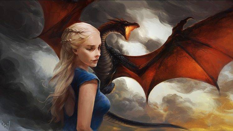 dragon, Game Of Thrones, Daenerys Targaryen, Artwork HD Wallpaper Desktop Background