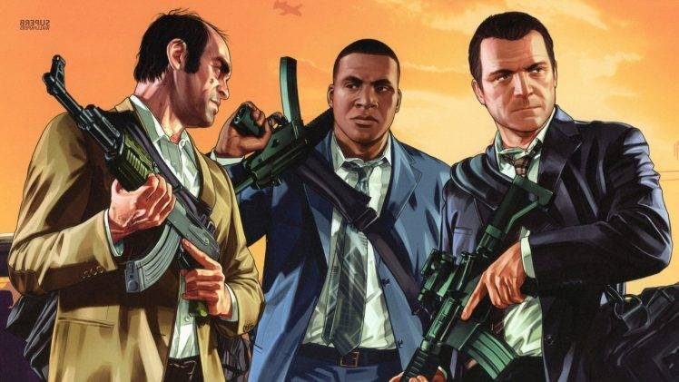 Grand Theft Auto V, Machine Gun HD Wallpaper Desktop Background