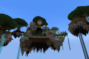 Minecraft, Floating Island, Waterfall