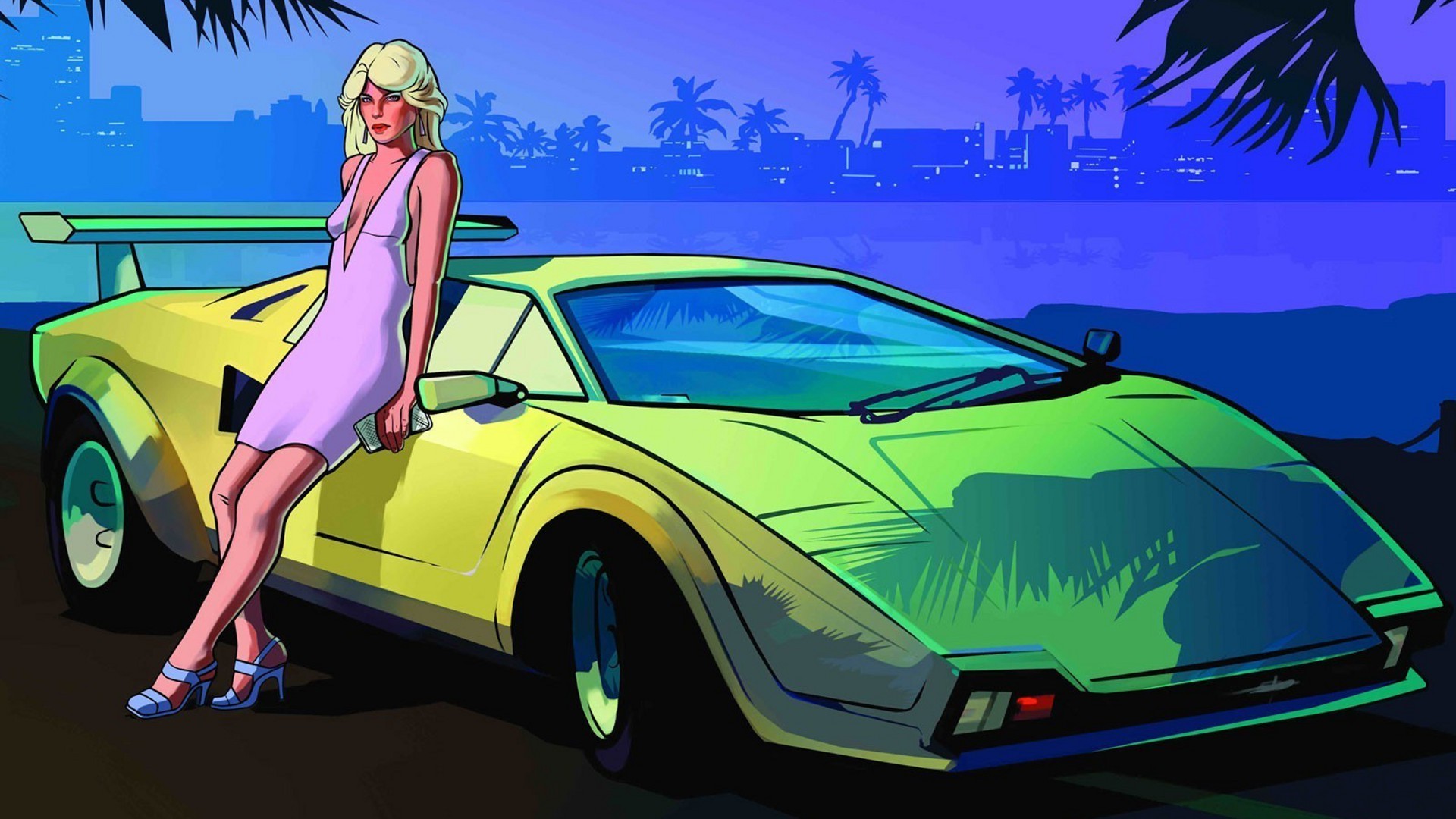 women, Luxury, Grand Theft Auto Vice City, Sports Car, City, Heels Wallpaper