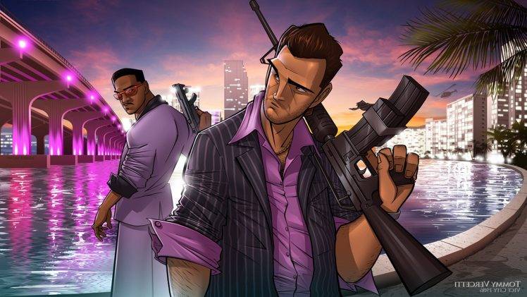 Grand Theft Auto Vice City, PC Gaming, Tommy Vercetti, Lance Vance HD Wallpaper Desktop Background