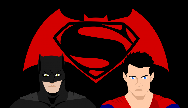 Batman, Superman, Batman V Superman: Dawn Of Justice, Logo, Fighting, Bats, Black, Red, Blue, Sketches, Artwork HD Wallpaper Desktop Background