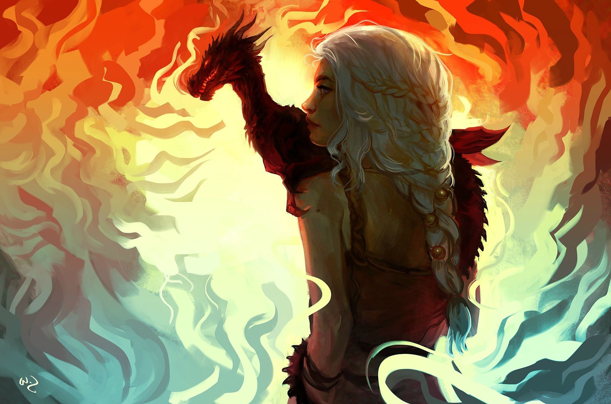 Game Of Thrones, Daenerys Targaryen, Artwork, Fan Art, Dragon Wallpaper