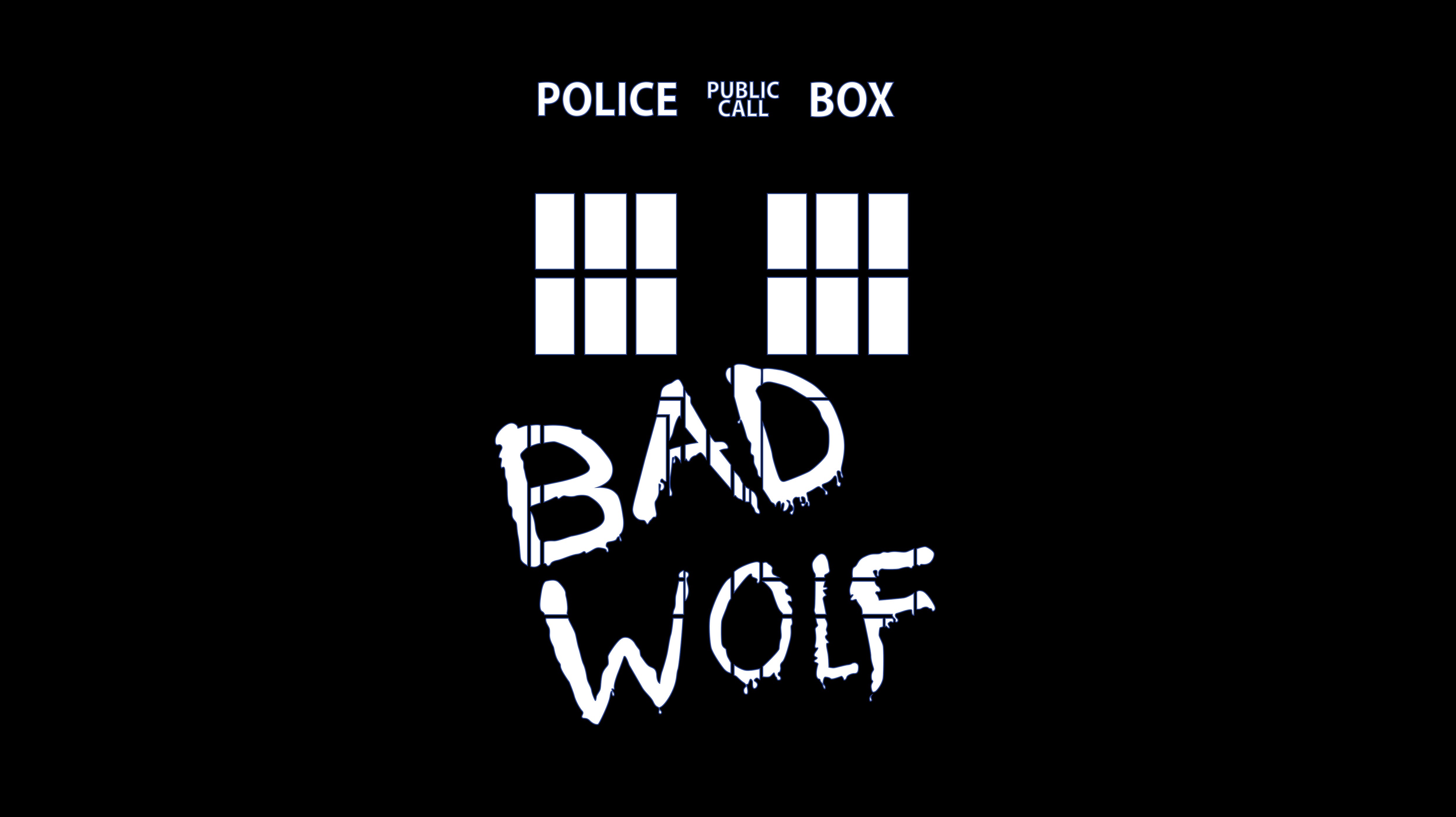 Doctor Who, Bad Wolf, TARDIS, Black Background Wallpaper