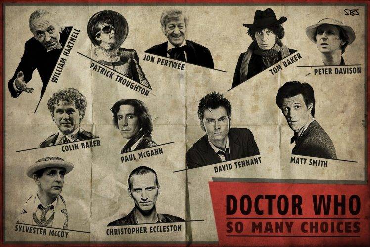 Doctor Who, The Doctor, David Tennant, Christopher Eccleston, Matt Smith, Tom Baker, Artwork HD Wallpaper Desktop Background