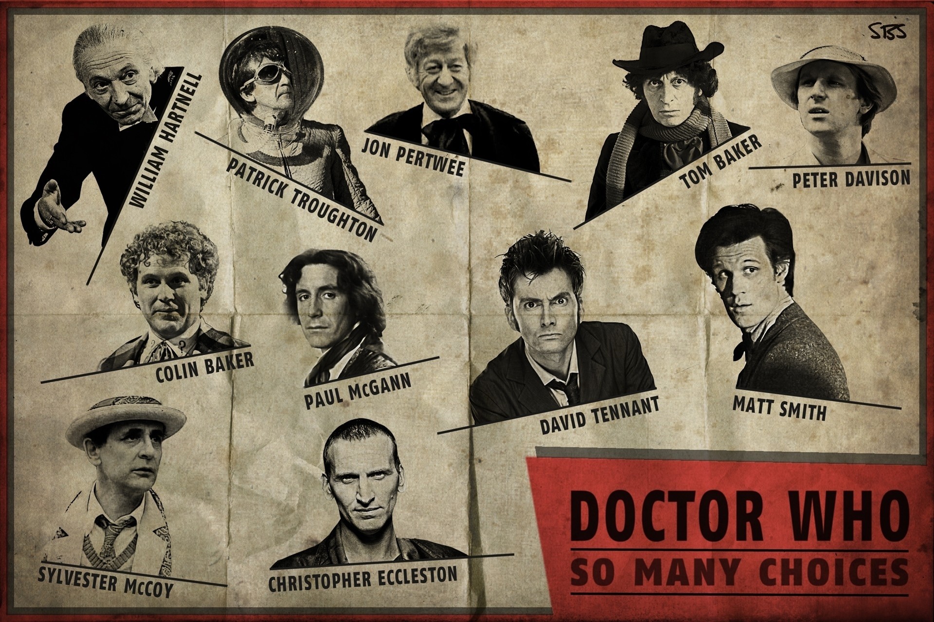 Doctor Who, The Doctor, David Tennant, Christopher Eccleston, Matt Smith, Tom Baker, Artwork Wallpaper