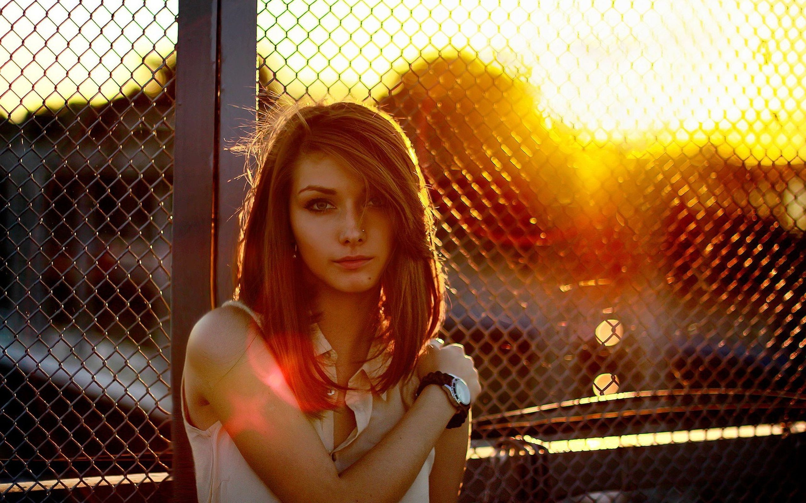 brunette, Sunlight, Women Wallpaper