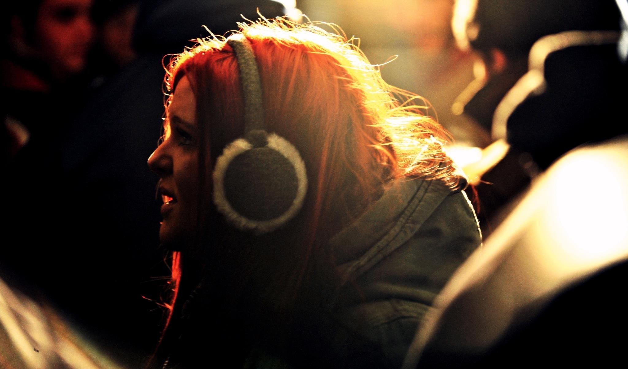 redhead, Headphones Wallpaper