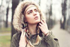 forest, Blonde, Feathers, Hippie, Fall, Cold, White
