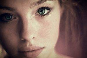 women, Green Eyes, Photo Manipulation, Face