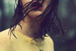 women, Wet Hair, Sweater