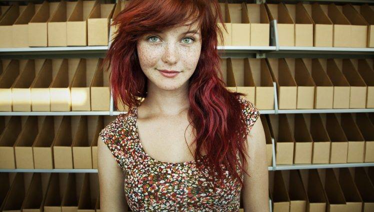 redhead, Freckles, Women, Green Eyes HD Wallpaper Desktop Background