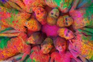 holi Festival, Colorful, Children