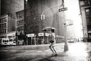 city, Women, Rain, Umbrella, Traffic, Street