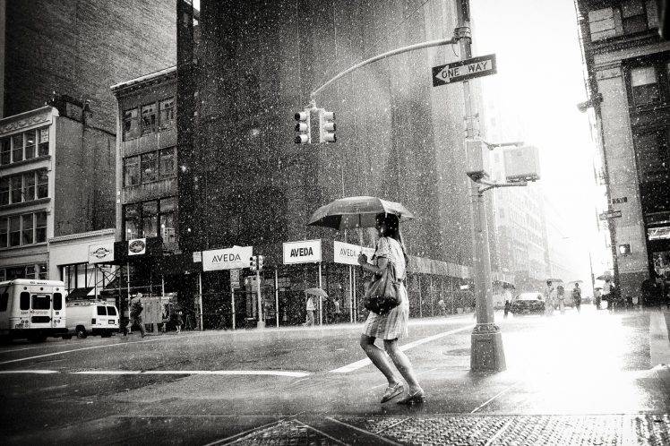 city, Women, Rain, Umbrella, Traffic, Street HD Wallpaper Desktop Background