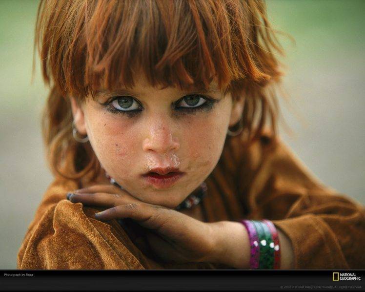 Afghan Girl, National Geographic, Bangles, Green Eyes, Bangs HD Wallpaper Desktop Background