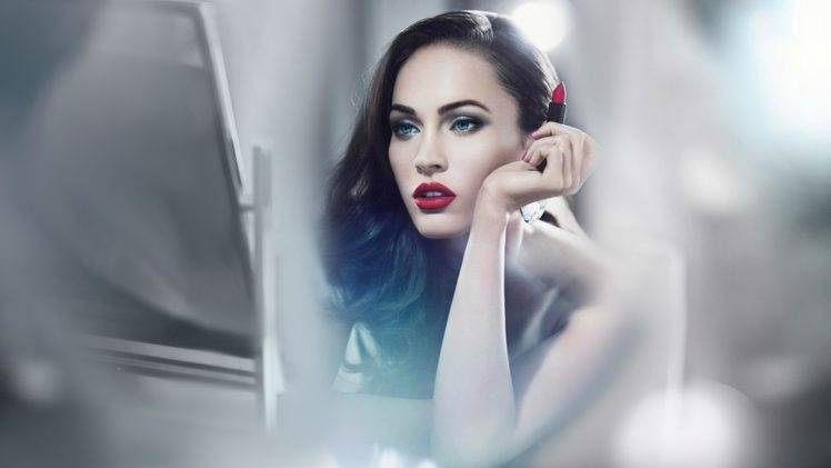 women, Red Lipstick, Blue Eyes, Megan Fox HD Wallpaper Desktop Background
