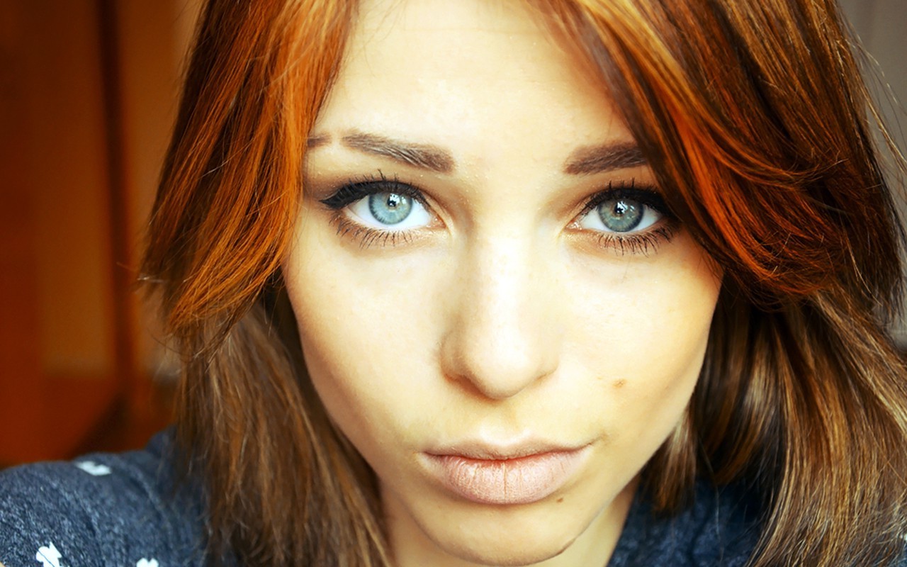 women, Redhead, Blue Eyes, Lana Branishti, Dyed Hair Wallpaper