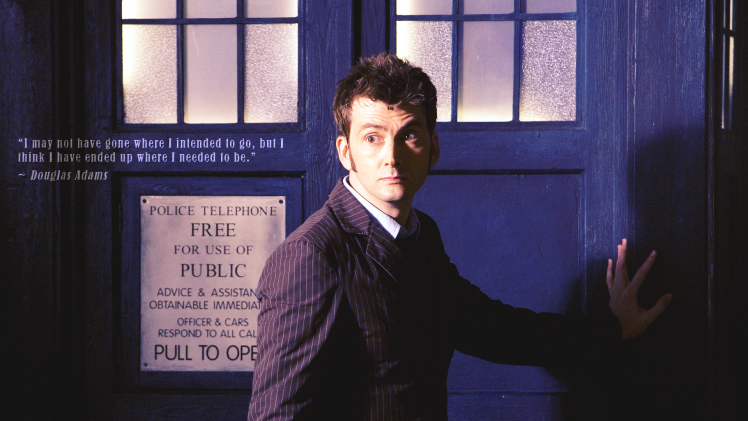 Doctor Who, The Doctor, TARDIS, David Tennant, Douglas Adams, Tenth Doctor HD Wallpaper Desktop Background